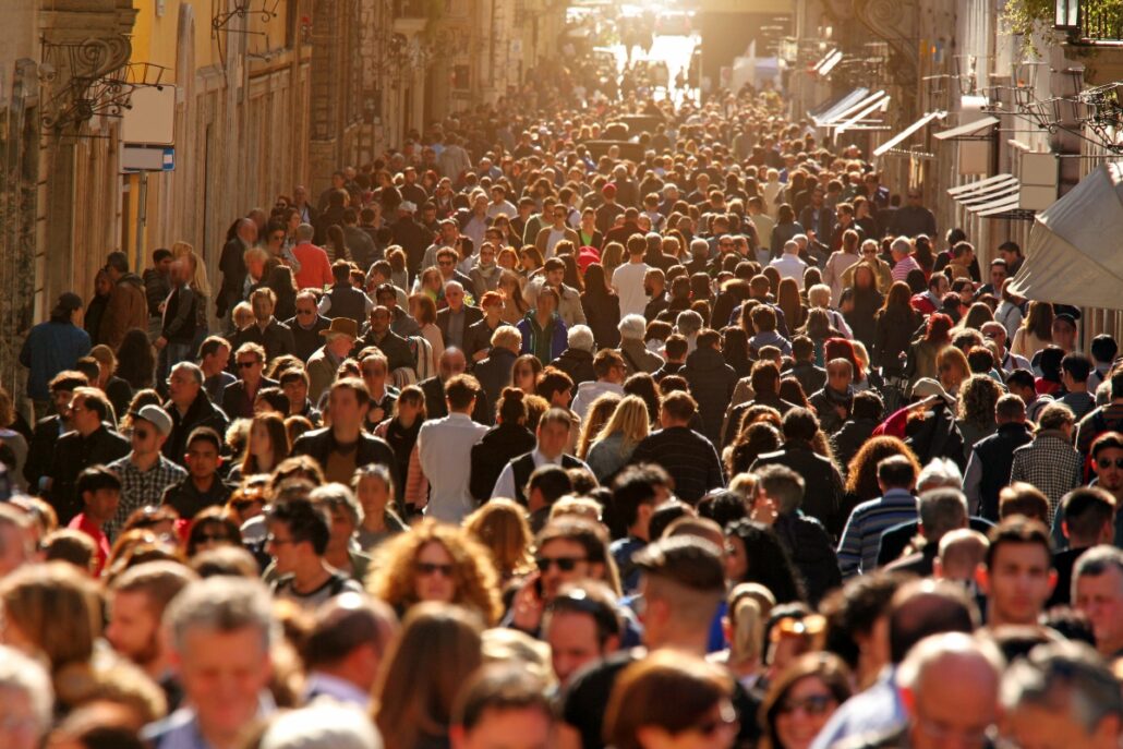 crowded street of people