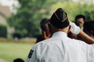 veteran recovering saluting outside