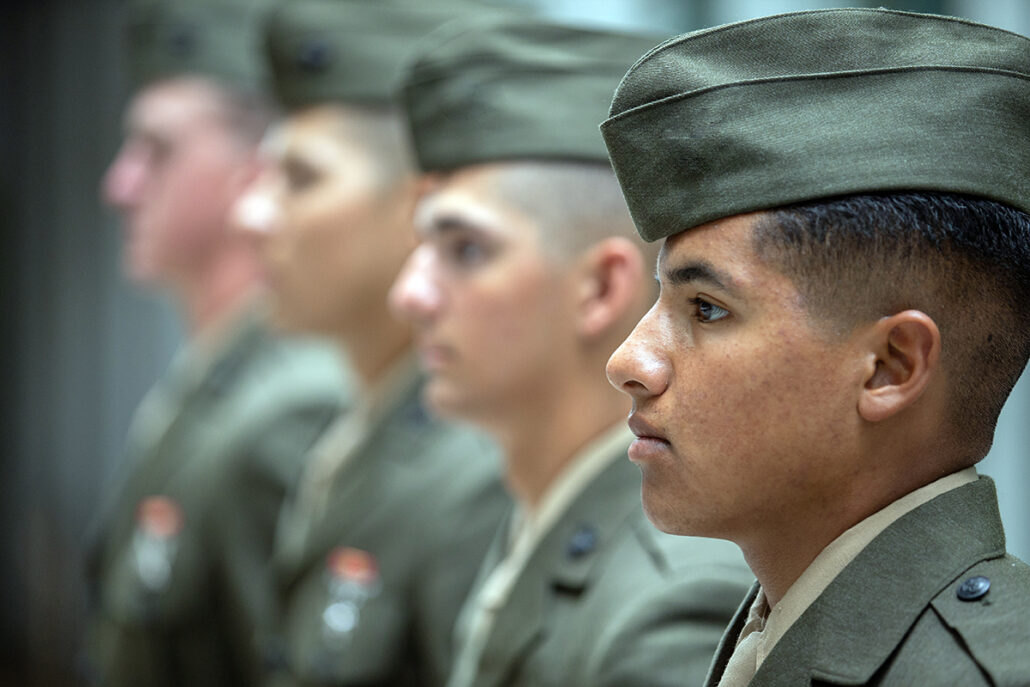 side profile of men serving in military