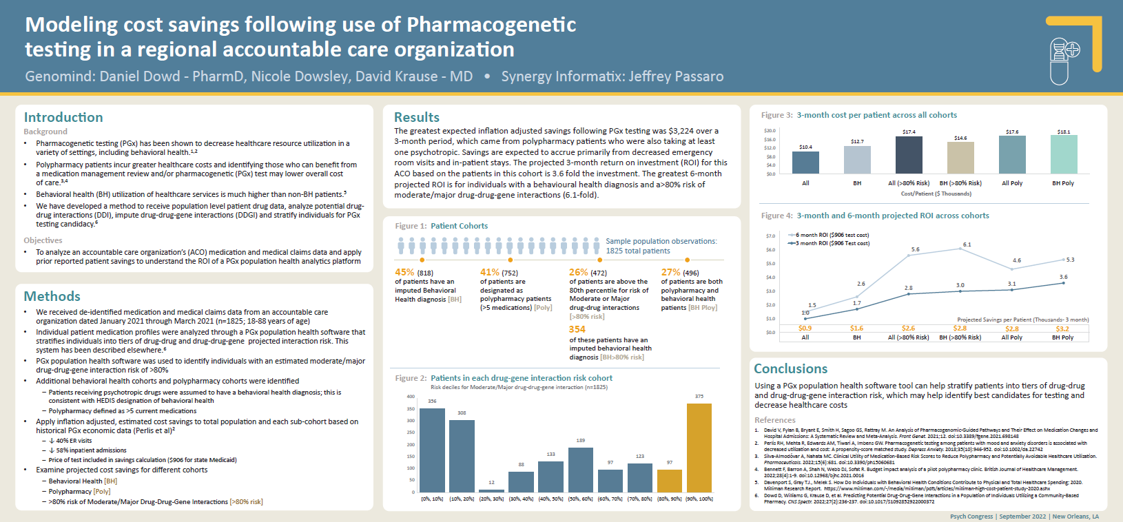 Genomind poster for Psych Congress 2022: Modeling cost savings following use of pharmacogenetic testing in a regional accountable care organization